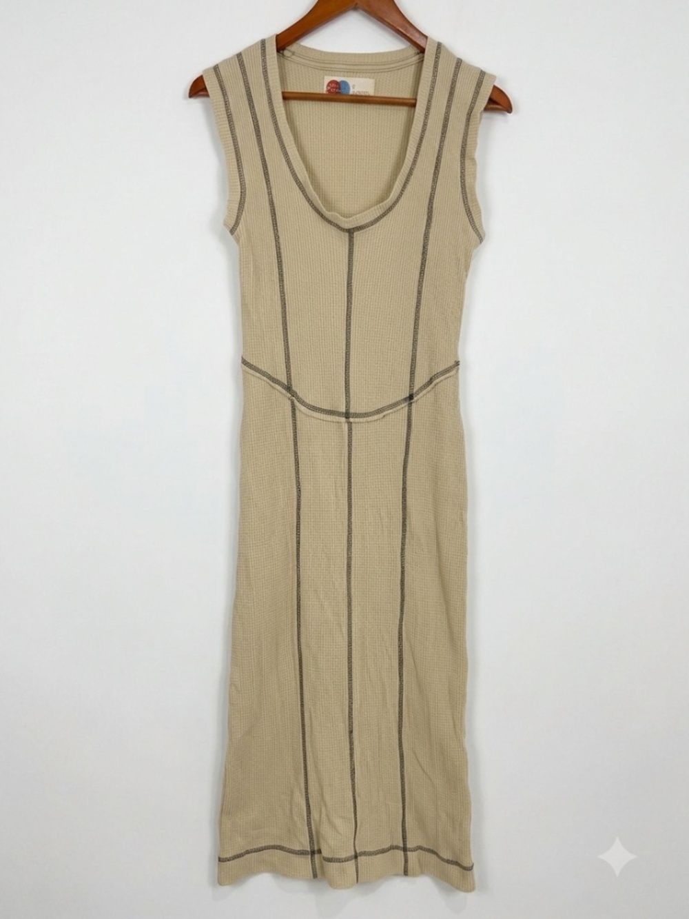 FP Beach by Free People Tan Waffle Knit Midi Dress